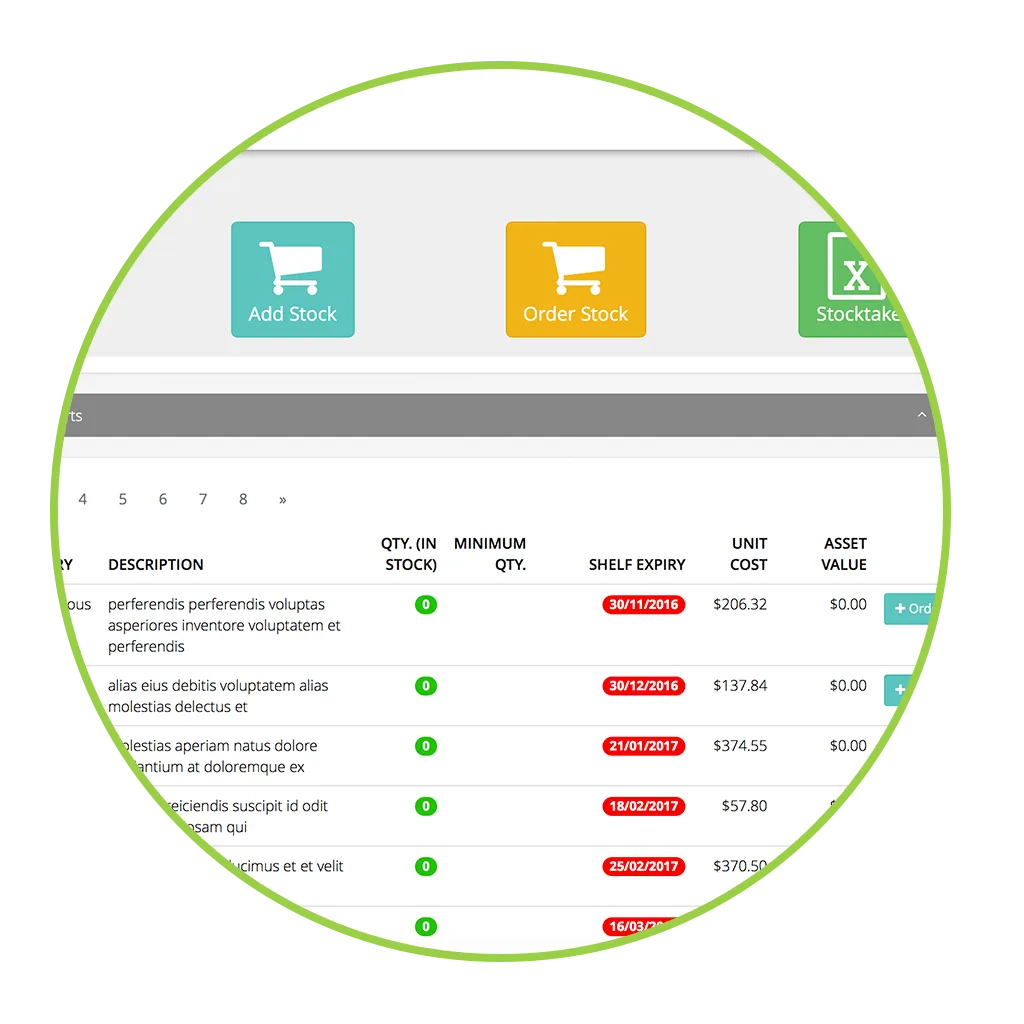 AVCRM inventory manager tracking stock levels and part numbers